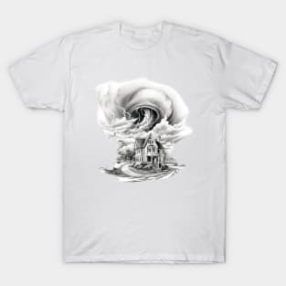 Dorothy's Farmhouse with tornado coming. T-Shirt